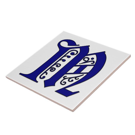 Colchester Letter M Blue Monogram Tile Fliese (Seite)
