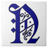 Colchester Letter N in Blue Monogram Tile Fliese (Vorderseite)