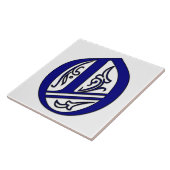 Colchester Letter O in Blue Monogram Tile Fliese (Seite)