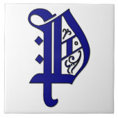 Colchester Letter P in Blue Monogram Tile Fliese (Vorderseite)