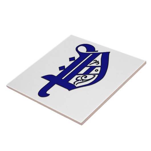 Colchester Letter P in Blue Monogram Tile Fliese (Seite)