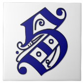Colchester Letter S in Blue Monogram Tile Fliese (Vorderseite)
