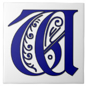 Colchester Letter W in Blue Monogram Tile Fliese (Vorderseite)