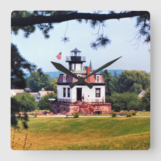 Colchester Reef Lighthouse, Vermont Wall Clock Quadratische Wanduhr (Vorderseite)