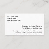 Cold Air Conditioning Business Cards Visitenkarte (Rückseite)