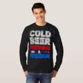 Cold Beer Fireworks & Freedom 4. Juli Merica U T-Shirt (Vorne ganz)