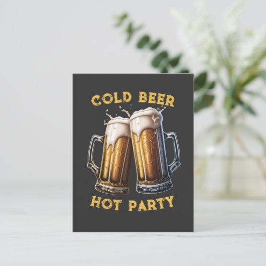 Cold Beer Hot Party 2 Pints Perfekter Combo Postkarte (Stehend Vorderseite)