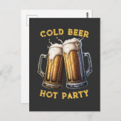 Cold Beer Hot Party 2 Pints Perfekter Combo Postkarte (Vorne/Hinten)
