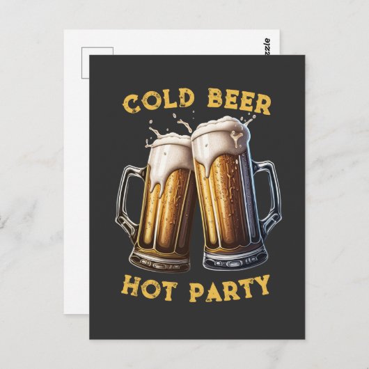 Cold Beer Hot Party 2 Pints Perfekter Combo Postkarte (Vorne/Hinten)