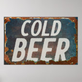 Cold BEER Vintages Schild rostiger Retrostil (Vorne)