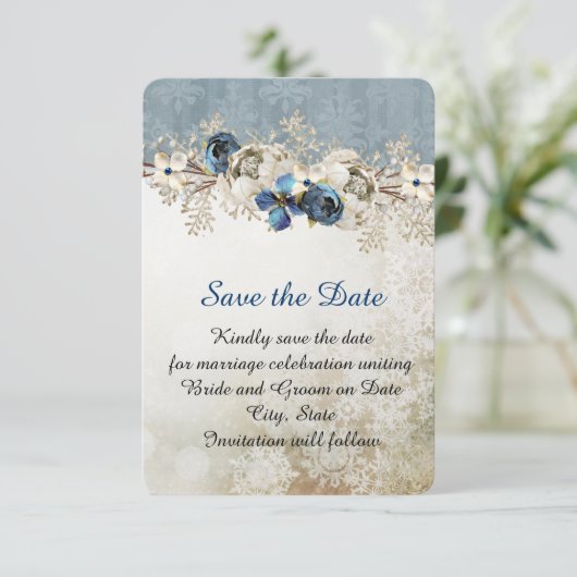 Cold Blue Winter Day Save the Date (Stehend Vorderseite)