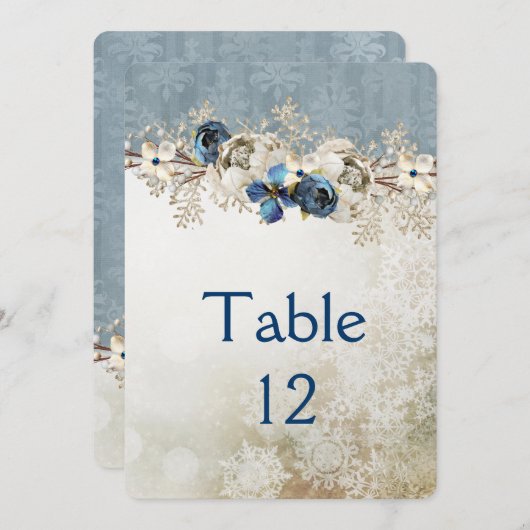 Cold Blue Winter Day Table Card Einladung (Vorne/Hinten)