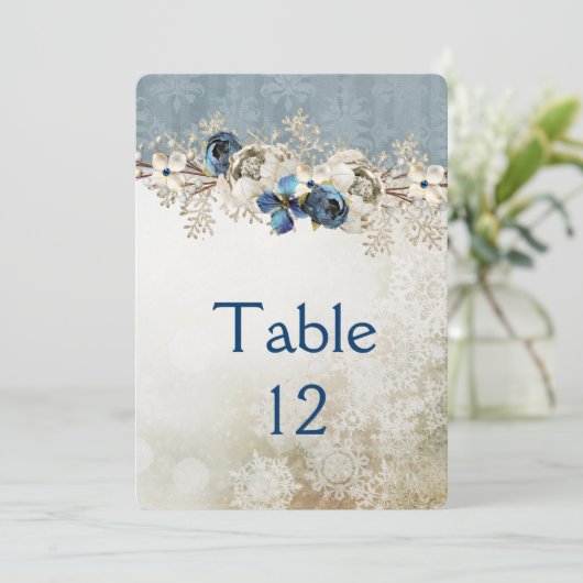 Cold Blue Winter Day Table Card Einladung (Stehend Vorderseite)