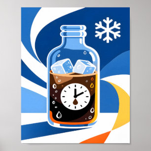 Cold Brew Kaffee Zeit Konzept Modern Blau Poster