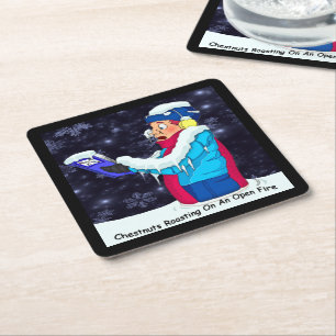 Cold Christmas Caroler Pullboard Square Untersetze Rechteckiger Pappuntersetzer