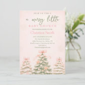 Cold Elegant A Pink Bow Coquette Baby Shower Einladung (Stehend Vorderseite)