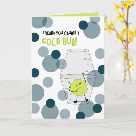 Cold Get Well-Trapped Bug in Medicinal Cups Karte (Gelbe Blume)