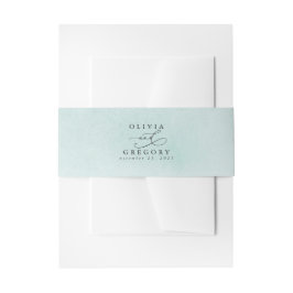 Cold Green - Sage Dusty Blue Watercolor Textur Einladungsbanderole