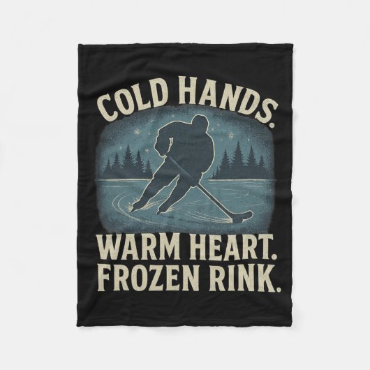 Cold Hands Warm Heart Frozen Rink – Ice Hockey Win Fleecedecke (Vorderseite)