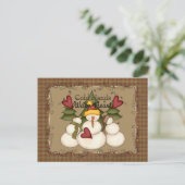Cold Hands Warm Heart Snowman Postcard Postkarte (Stehend Vorderseite)