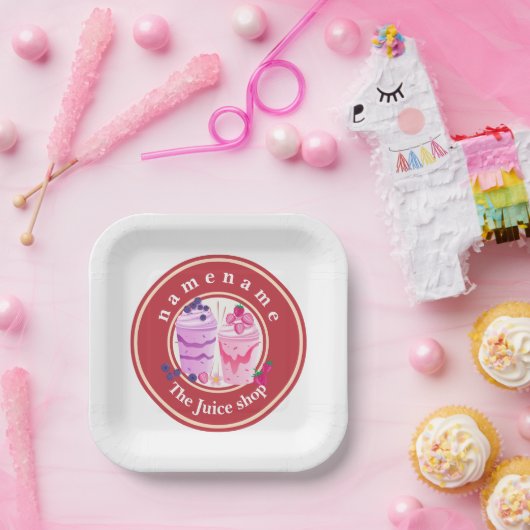 Cold Jogurt Smoothies Fruchtsaftshop Logo Pappteller (Party)