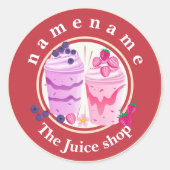 Cold Jogurt Smoothies Fruchtsaftshop Logo Runder Aufkleber (Vorderseite)