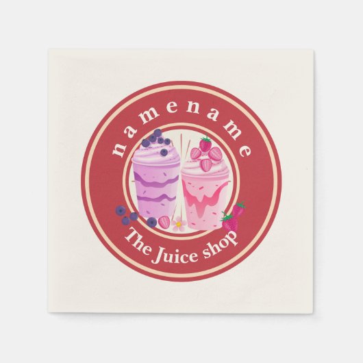 Cold Jogurt Smoothies Fruchtsaftshop Logo Serviette (Vorderseite)