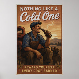 Cold One - Bierliebhaber Vintage Art Poster
