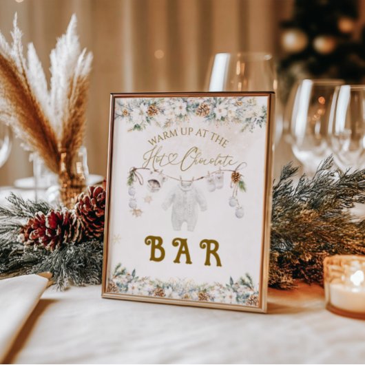 Cold Outdoor Clothest Line Baby Shower Bar Poster