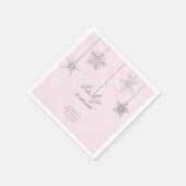 Cold Outdoor Glitzer Schneeflocken Pink Babydusche Serviette (Ecke)