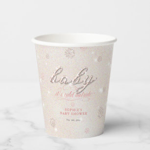 Cold Outdoor Kristall Glitzer Winter Baby Dusche Pappbecher
