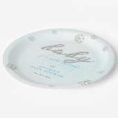 Cold Outdoor Kristall Glitzer Winter Baby Dusche Pappteller (Schrägansicht)