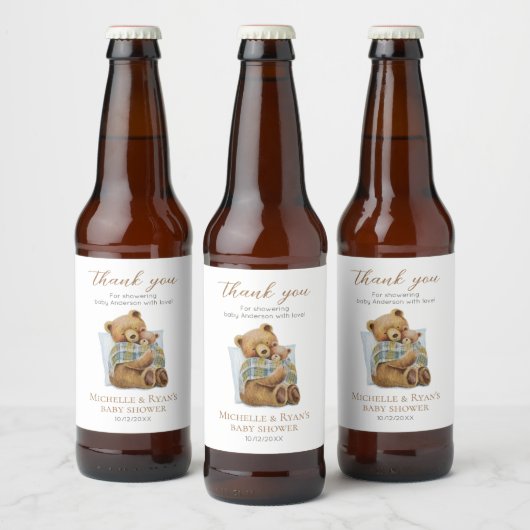 Cold Outdoor Mommy Bear Teddy Bear Baby Dusche Bierflaschenetikett (Flaschen)