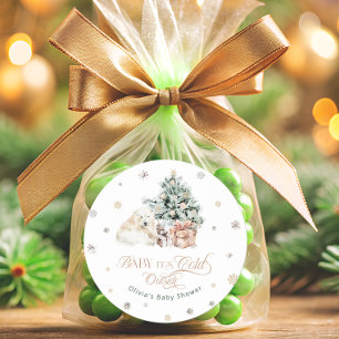 Cold Outdoor Niedliche Polar Bear Babydusche Runder Aufkleber