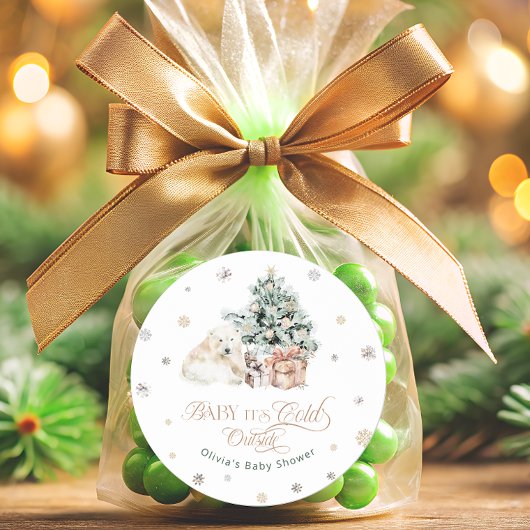 Cold Outdoor Niedliche Polar Bear Babydusche Runder Aufkleber