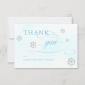 Cold Outdoor Rhinestones Winter Boy Baby Dusche Dankeskarte (Vorderseite)