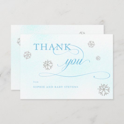 Cold Outdoor Rhinestones Winter Boy Baby Dusche Dankeskarte (Vorne/Hinten)