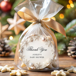 Cold Outdoor Snowflake Babydusche Danke Runder Aufkleber