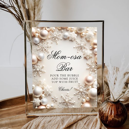 Cold Outdoor Snowflakes Baby Dusche Mama-osa Bar Poster