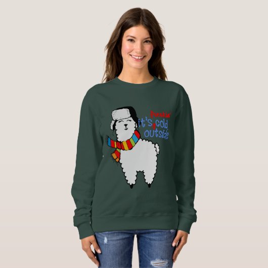Cold Outdoor Ugly Weihnachtspulli Funny Llama Sweatshirt (Vorne ganz)
