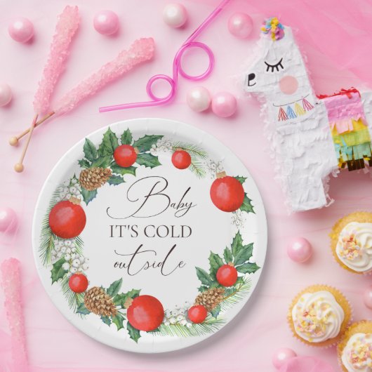 Cold Outdoor Weihnachtsbad Winter Baby Dusche Pappteller (Party)