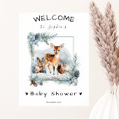 Cold Outdoor Winter Animals Baby Dusche Willkommen Poster