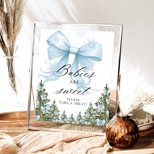 Cold Outdoor Winter Blue Bow Babies sind süß Poster