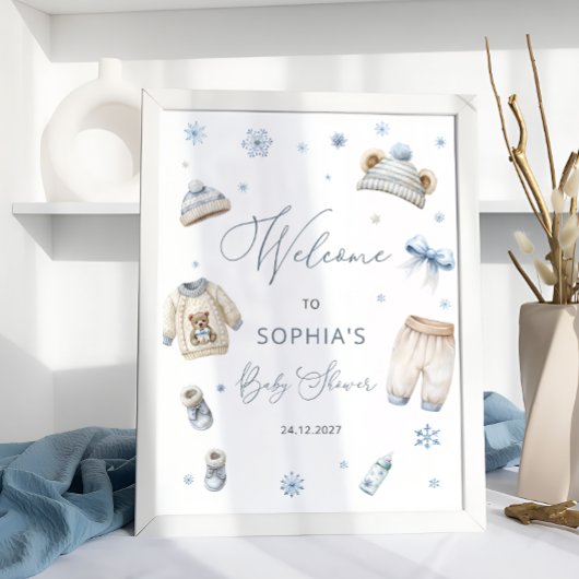 Cold Outdoor Winter Kleidung Babydusche Willkommen Poster