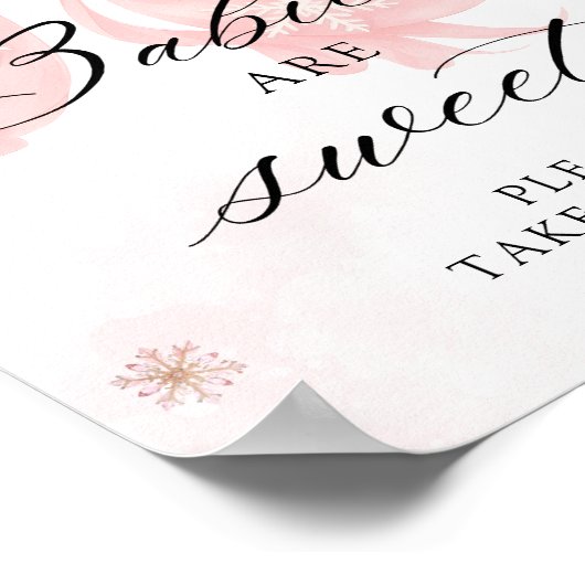 Cold Outdoor Winter Pink Bow Babies sind süß Poster (Ecke)