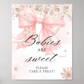 Cold Outdoor Winter Pink Bow Babies sind süß Poster (Vorne)
