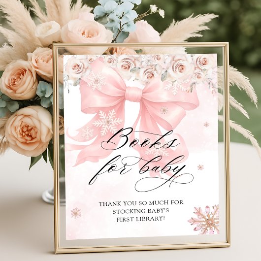 Cold Outdoor Winter Pink Bow Bücher für Baby Poster