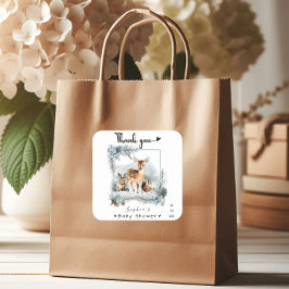 Cold Outdoor Winter Woodland Tiere Danke Quadratischer Aufkleber