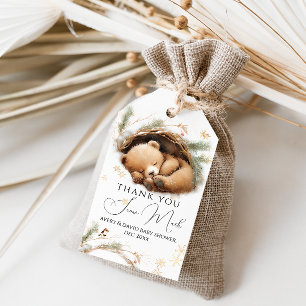 Cold Outdoor Woodland Bear Winter Baby Dusche Geschenkanhänger