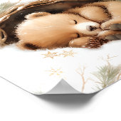 Cold Outdoor Woodland Bear Winter Baby Dusche Poster (Ecke)